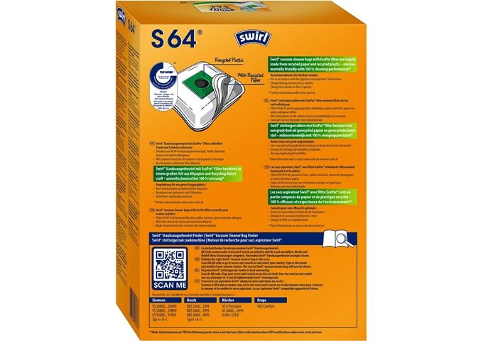 Swirl S 64/S66 MicroPor Staubsaugerbeutel