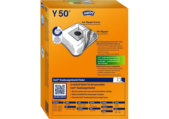 Swirl Y 50 MP Plus AirSpace Staubsaugerbeutel