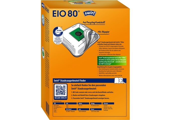 Swirl EIO 80 MP Plus AirSpace Staubsaugerbeute