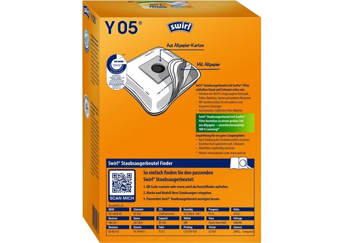 Swirl Y 05 MP Plus AirSpace Staubsaugerbeutel