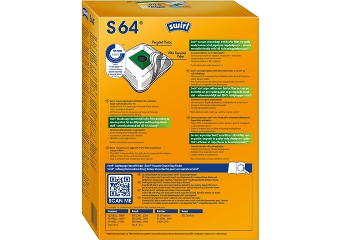 Swirl S 64/S66 MicroPor Staubsaugerbeutel