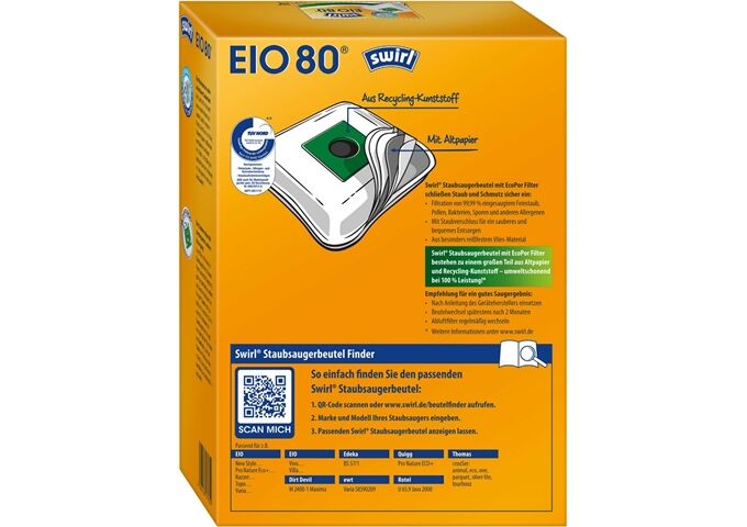 Swirl EIO 80 MP Plus AirSpace Staubsaugerbeute