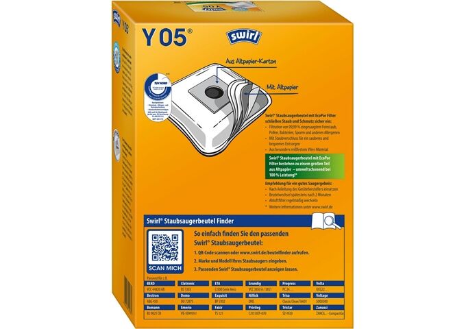 Swirl Y 05 MP Plus AirSpace Staubsaugerbeutel