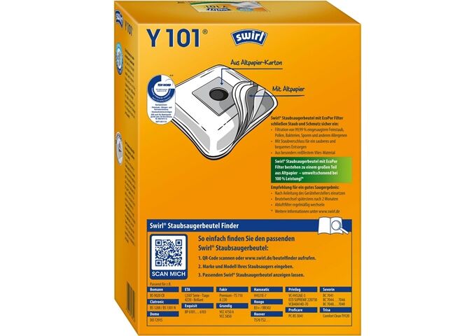 Swirl Y 101 MP Plus AirSpace Staubsaugerbeutel