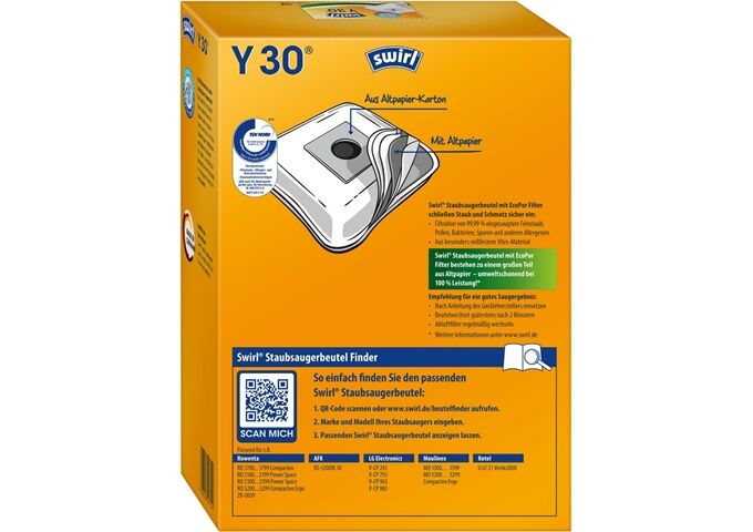 Swirl Y 30 MP Plus AirSpace Staubsaugerbeutel